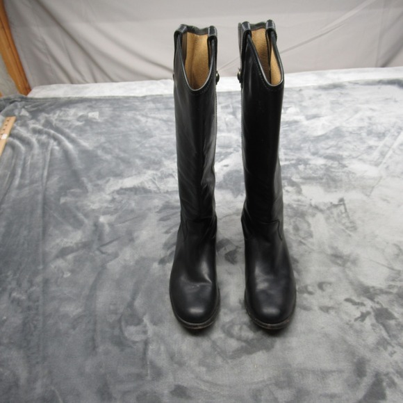Frye Riding Boots Womens 6 B Black Tall Leather Round Pull-On Melissa Button VTG - Picture 3 of 16